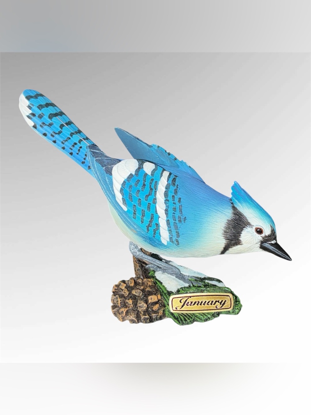 Danbury Mint January Blue Jay Backyard Birds Perpetual Calendar Figurine